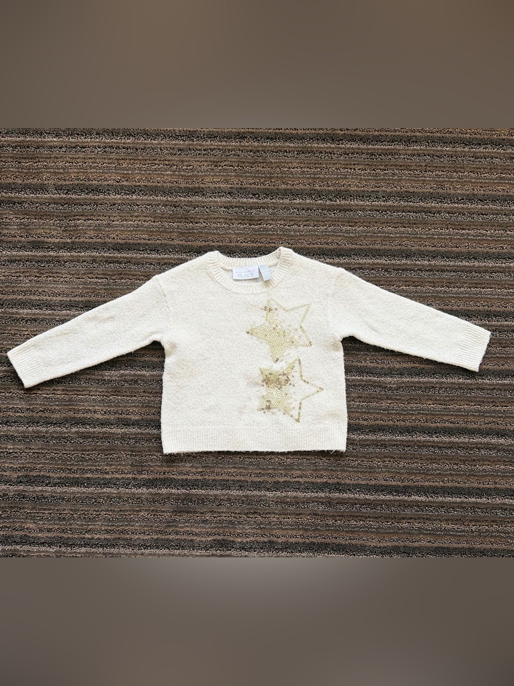 The Children’s Place Cream Star Sequin Knit Pullover Sweater